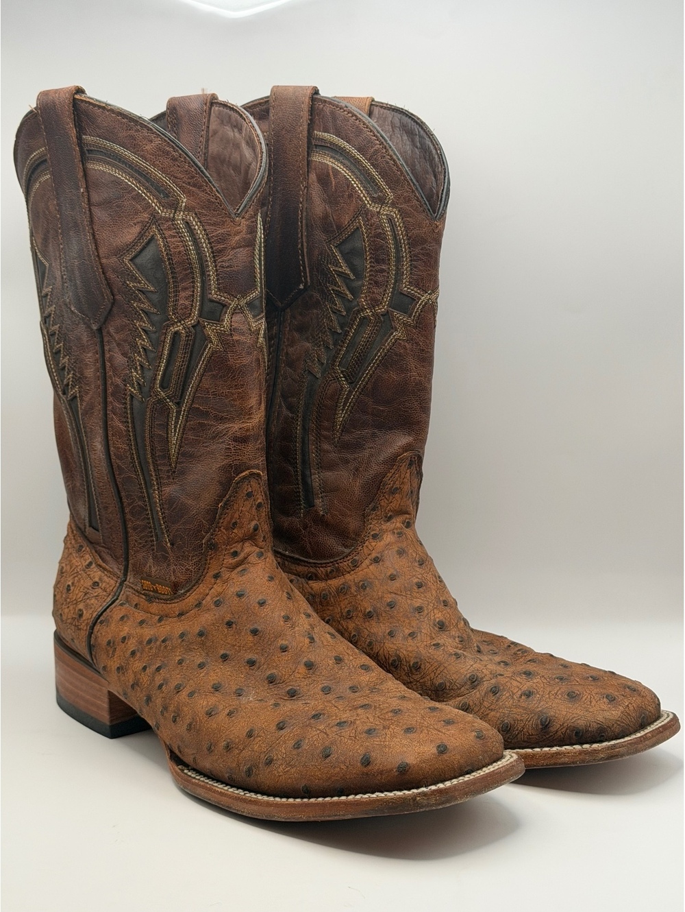 Soto Boots brown ostrich stretch cowboy boots